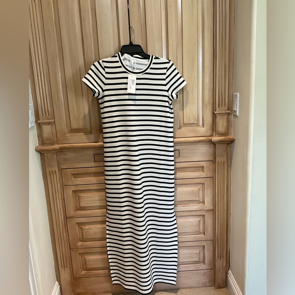 NWT Spanx XS black and white striped dress